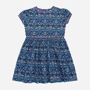 Exclusive Liberty London Girls Blue ‘Strawberry Thief’ Short Sleeved Dress Sz 4
